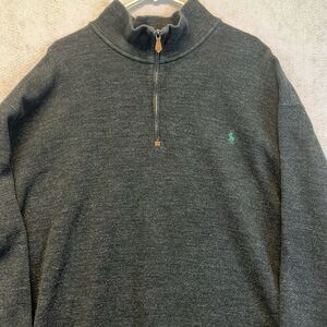 POLO RALPH LAUREN Sweater Men's 4XLT Charcoal Gray Pullover 1/4 Zip Long Sleeve